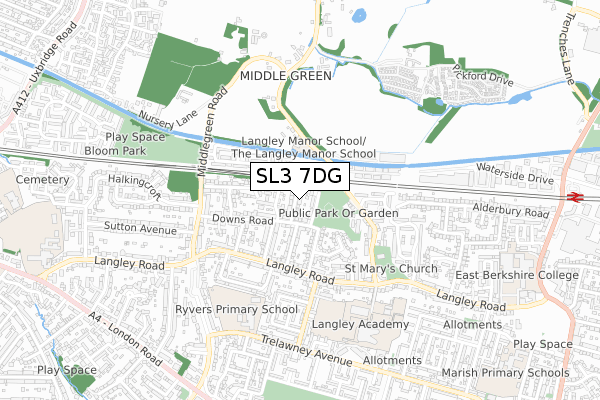 SL3 7DG map - small scale - OS Open Zoomstack (Ordnance Survey)