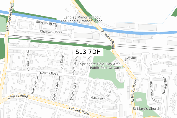 SL3 7DH map - large scale - OS Open Zoomstack (Ordnance Survey)