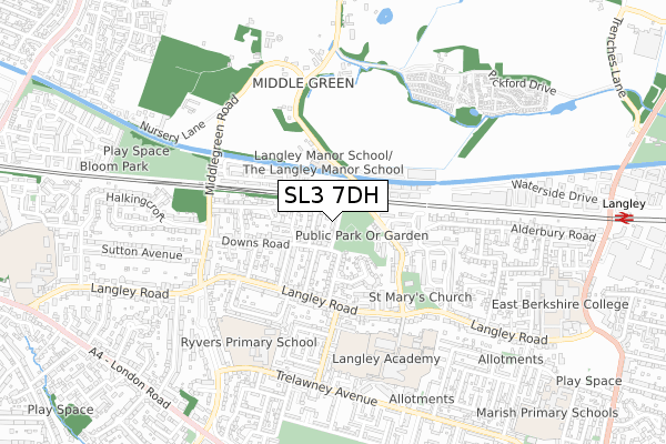 SL3 7DH map - small scale - OS Open Zoomstack (Ordnance Survey)