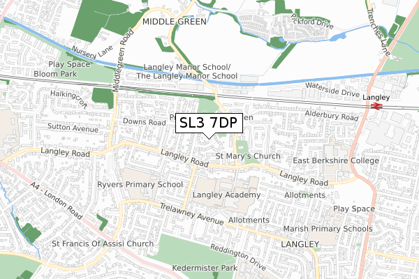 SL3 7DP map - small scale - OS Open Zoomstack (Ordnance Survey)