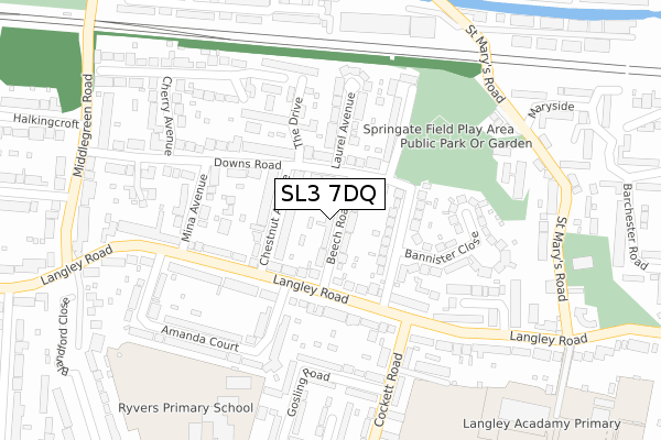 SL3 7DQ map - large scale - OS Open Zoomstack (Ordnance Survey)