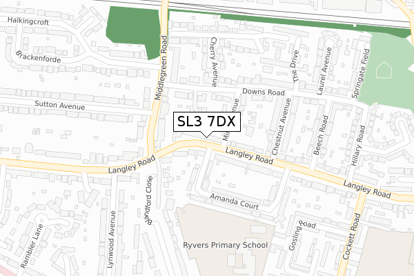 SL3 7DX map - large scale - OS Open Zoomstack (Ordnance Survey)