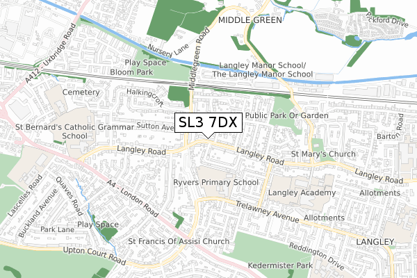 SL3 7DX map - small scale - OS Open Zoomstack (Ordnance Survey)