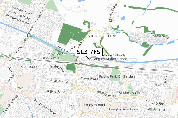 SL3 7FS map - small scale - OS Open Zoomstack (Ordnance Survey)