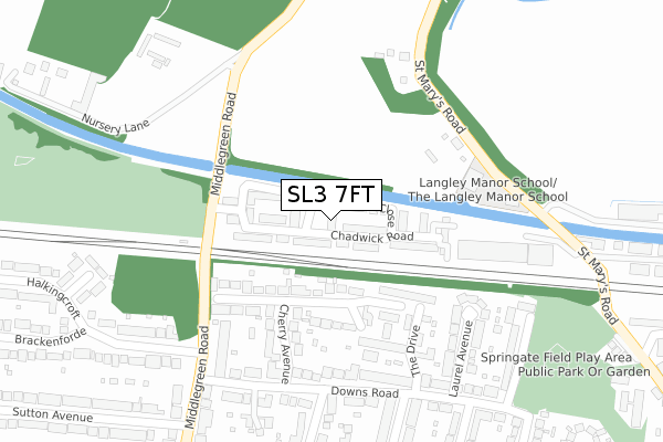 SL3 7FT map - large scale - OS Open Zoomstack (Ordnance Survey)