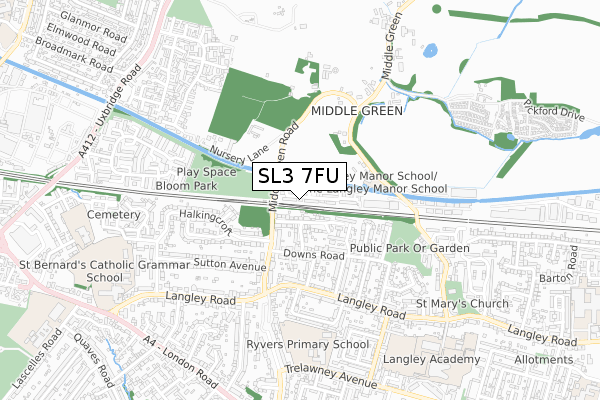 SL3 7FU map - small scale - OS Open Zoomstack (Ordnance Survey)