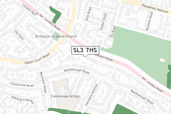 SL3 7HS map - large scale - OS Open Zoomstack (Ordnance Survey)