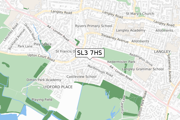 SL3 7HS map - small scale - OS Open Zoomstack (Ordnance Survey)