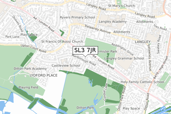 SL3 7JR map - small scale - OS Open Zoomstack (Ordnance Survey)