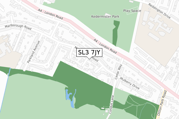 SL3 7JY map - large scale - OS Open Zoomstack (Ordnance Survey)