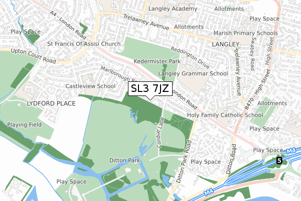 SL3 7JZ map - small scale - OS Open Zoomstack (Ordnance Survey)