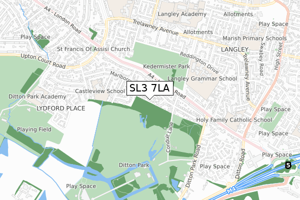 SL3 7LA map - small scale - OS Open Zoomstack (Ordnance Survey)