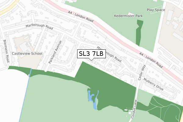 SL3 7LB map - large scale - OS Open Zoomstack (Ordnance Survey)