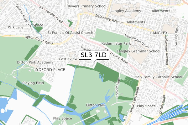 SL3 7LD map - small scale - OS Open Zoomstack (Ordnance Survey)