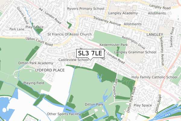 SL3 7LE map - small scale - OS Open Zoomstack (Ordnance Survey)