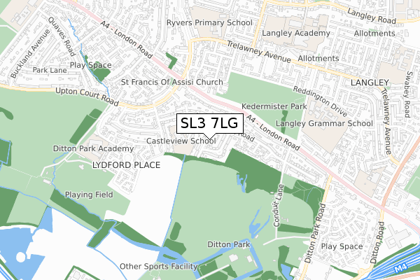 SL3 7LG map - small scale - OS Open Zoomstack (Ordnance Survey)