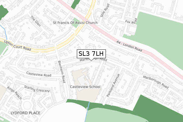 SL3 7LH map - large scale - OS Open Zoomstack (Ordnance Survey)