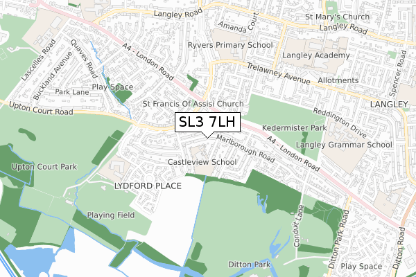 SL3 7LH map - small scale - OS Open Zoomstack (Ordnance Survey)