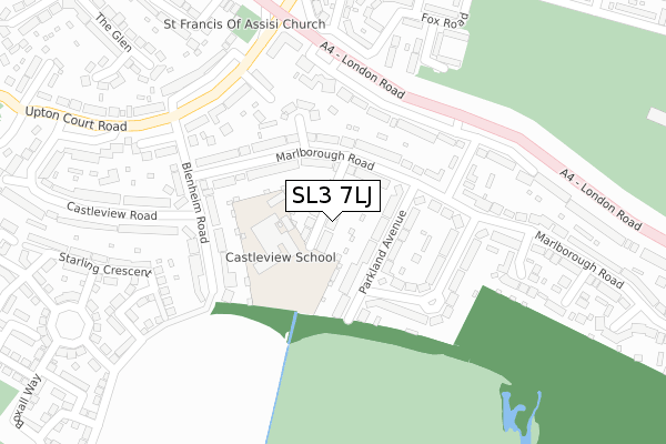 SL3 7LJ map - large scale - OS Open Zoomstack (Ordnance Survey)
