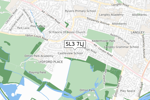 SL3 7LJ map - small scale - OS Open Zoomstack (Ordnance Survey)