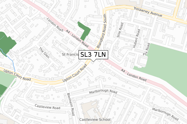 SL3 7LN map - large scale - OS Open Zoomstack (Ordnance Survey)