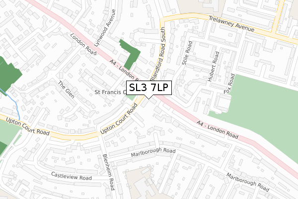 SL3 7LP map - large scale - OS Open Zoomstack (Ordnance Survey)