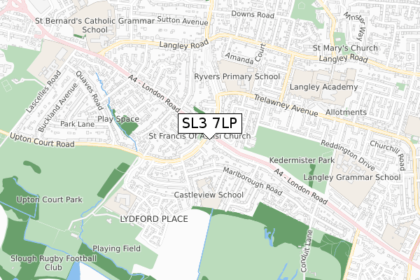 SL3 7LP map - small scale - OS Open Zoomstack (Ordnance Survey)