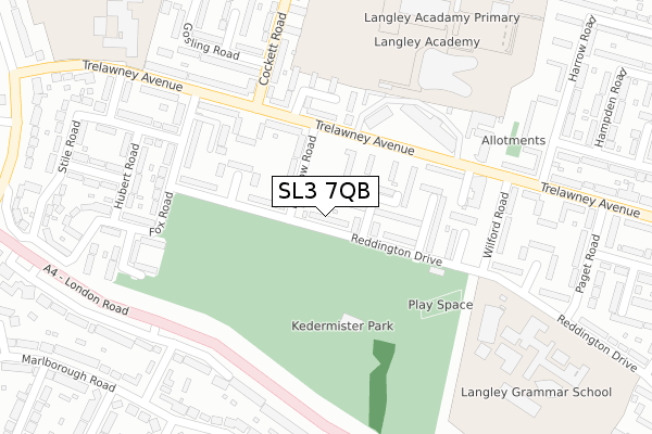 SL3 7QB map - large scale - OS Open Zoomstack (Ordnance Survey)