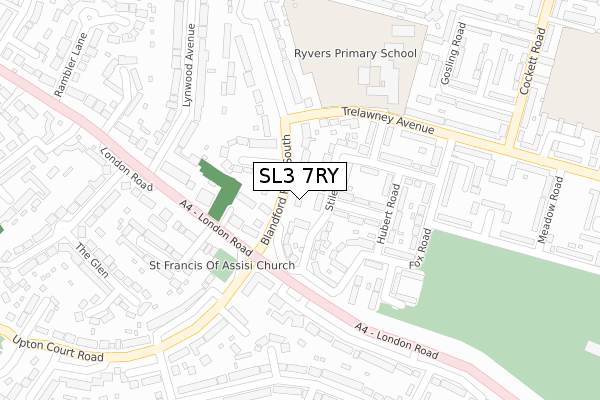 SL3 7RY map - large scale - OS Open Zoomstack (Ordnance Survey)