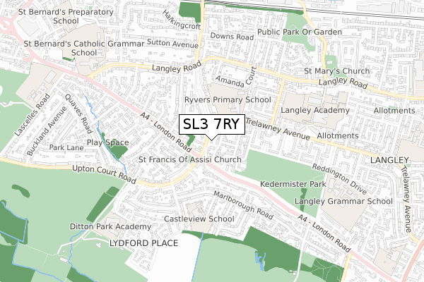 SL3 7RY map - small scale - OS Open Zoomstack (Ordnance Survey)