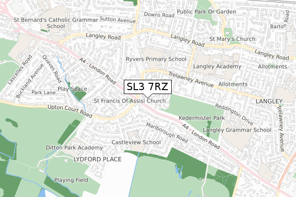 SL3 7RZ map - small scale - OS Open Zoomstack (Ordnance Survey)