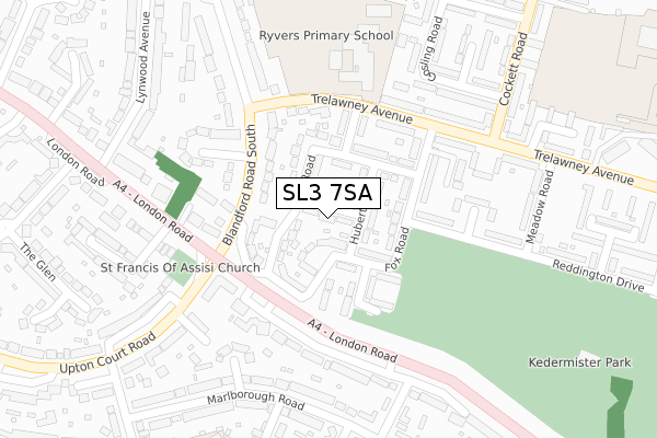 SL3 7SA map - large scale - OS Open Zoomstack (Ordnance Survey)