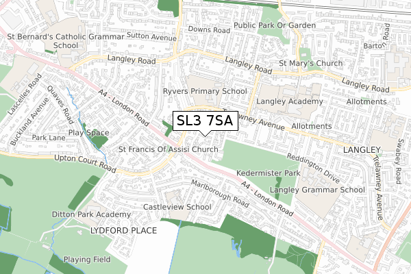 SL3 7SA map - small scale - OS Open Zoomstack (Ordnance Survey)