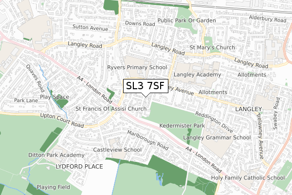 SL3 7SF map - small scale - OS Open Zoomstack (Ordnance Survey)