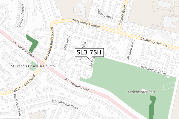 SL3 7SH map - large scale - OS Open Zoomstack (Ordnance Survey)