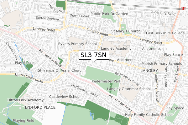 SL3 7SN map - small scale - OS Open Zoomstack (Ordnance Survey)