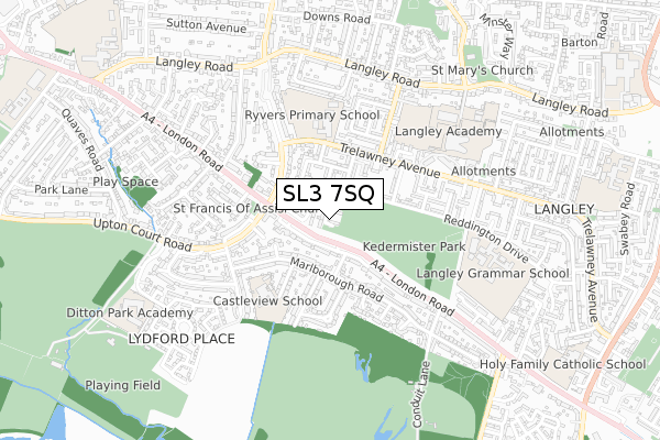 SL3 7SQ map - small scale - OS Open Zoomstack (Ordnance Survey)