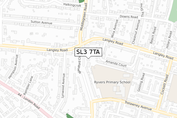 SL3 7TA map - large scale - OS Open Zoomstack (Ordnance Survey)