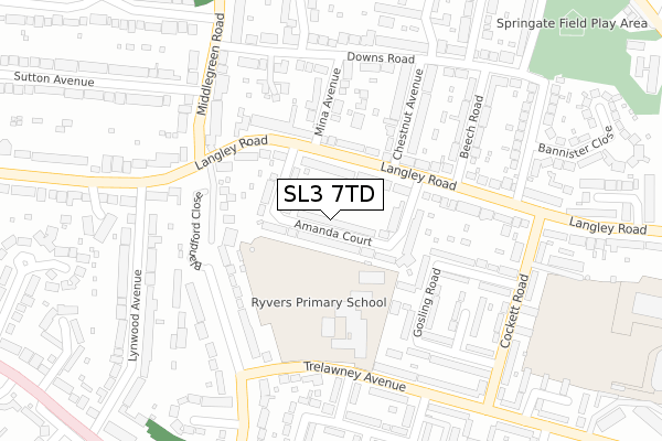 SL3 7TD map - large scale - OS Open Zoomstack (Ordnance Survey)