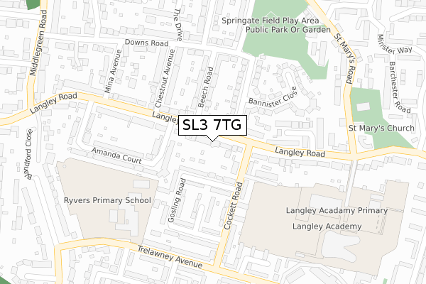 SL3 7TG map - large scale - OS Open Zoomstack (Ordnance Survey)