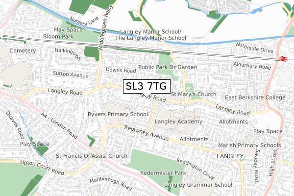 SL3 7TG map - small scale - OS Open Zoomstack (Ordnance Survey)