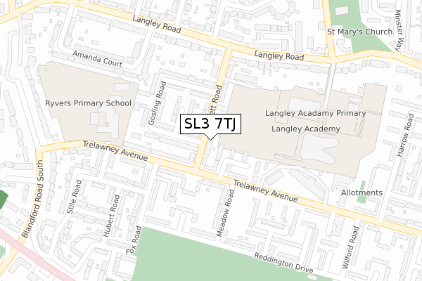 SL3 7TJ map - large scale - OS Open Zoomstack (Ordnance Survey)