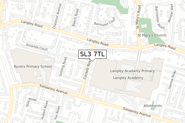 SL3 7TL map - large scale - OS Open Zoomstack (Ordnance Survey)