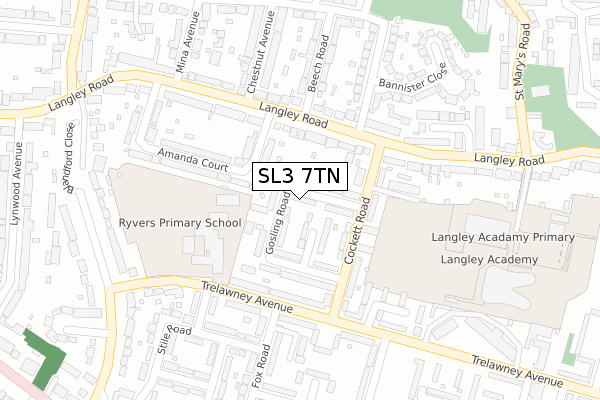 SL3 7TN map - large scale - OS Open Zoomstack (Ordnance Survey)