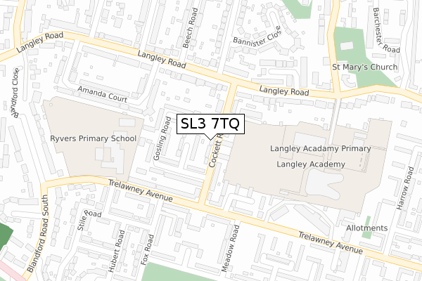 SL3 7TQ map - large scale - OS Open Zoomstack (Ordnance Survey)