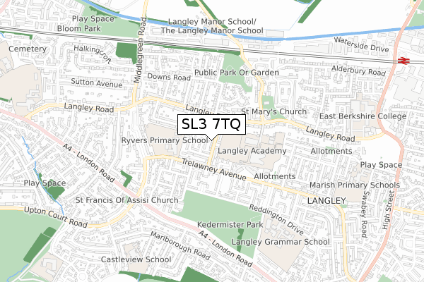 SL3 7TQ map - small scale - OS Open Zoomstack (Ordnance Survey)