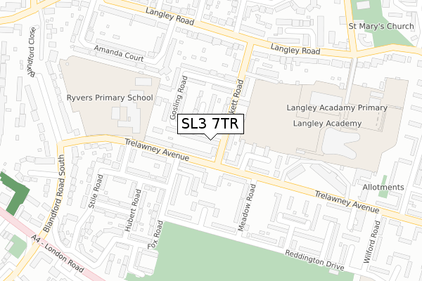 SL3 7TR map - large scale - OS Open Zoomstack (Ordnance Survey)