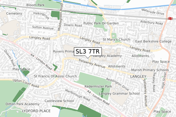 SL3 7TR map - small scale - OS Open Zoomstack (Ordnance Survey)