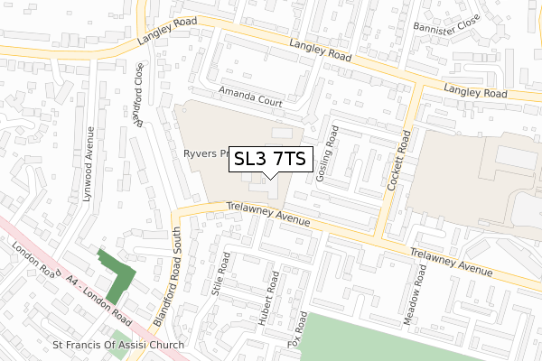 SL3 7TS map - large scale - OS Open Zoomstack (Ordnance Survey)