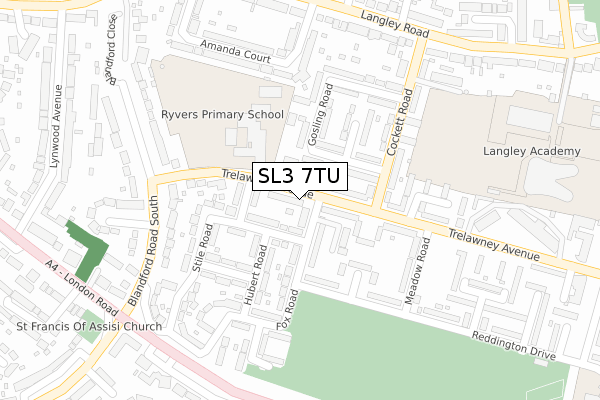 SL3 7TU map - large scale - OS Open Zoomstack (Ordnance Survey)